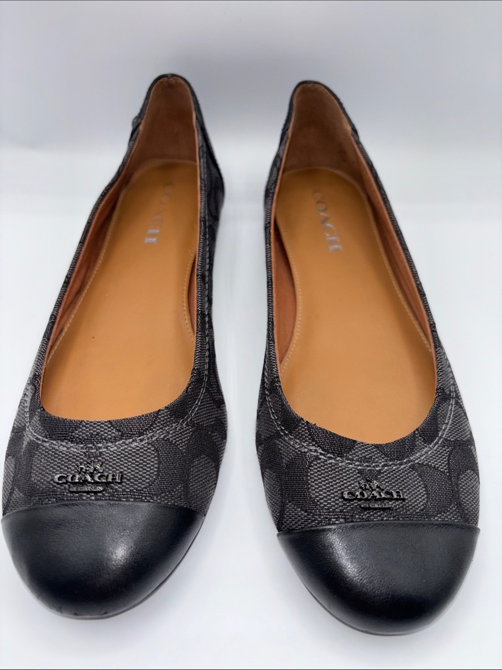 Coach Black Signature Canvas Cap-Toe Ballet Flats - Picture 3 of 10